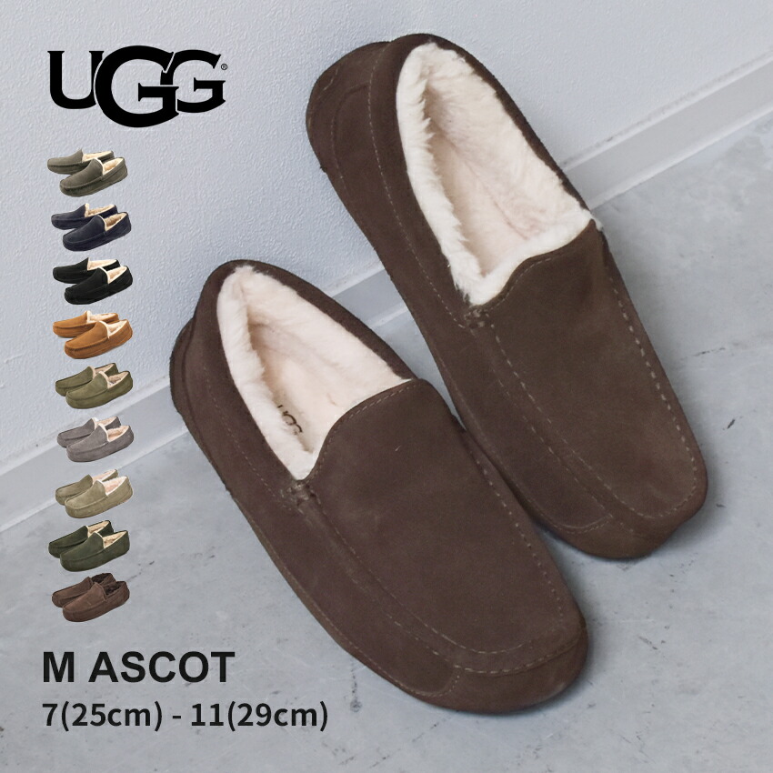 楽天市場】アグ M アスコット UGG モカシン メンズ ブラック 黒 グレー