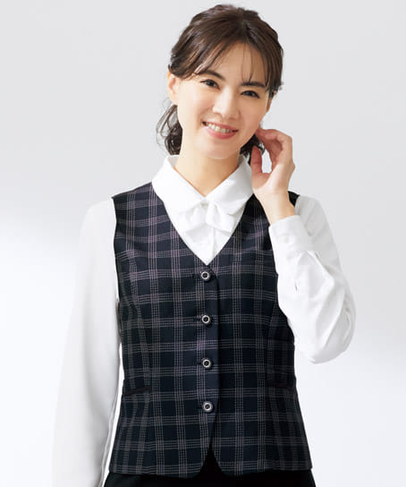 全2色】チェック柄ベスト（抗ウイルス×抗菌防臭加工） FV36463 | 事務