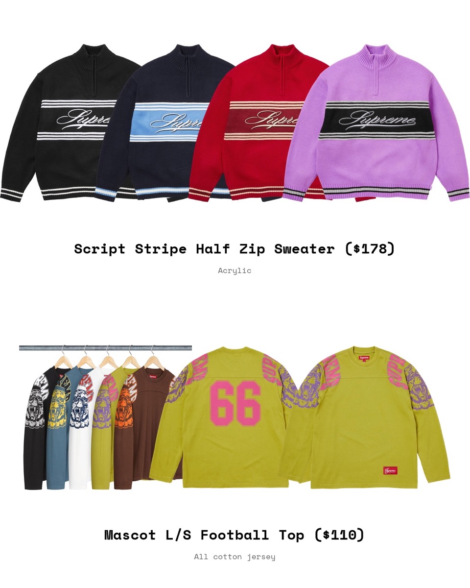 Supreme 25FW Week6 が国内10月4日に発売【全商品一覧 価格など