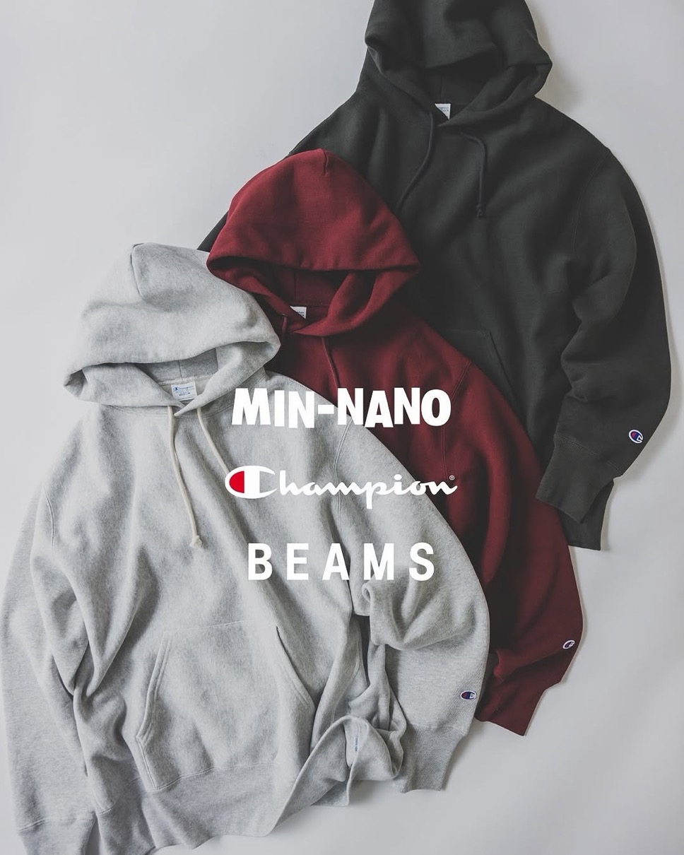Champion x BEAMS by MIN-NANO 25FW スウェットフーディーが国内11月3