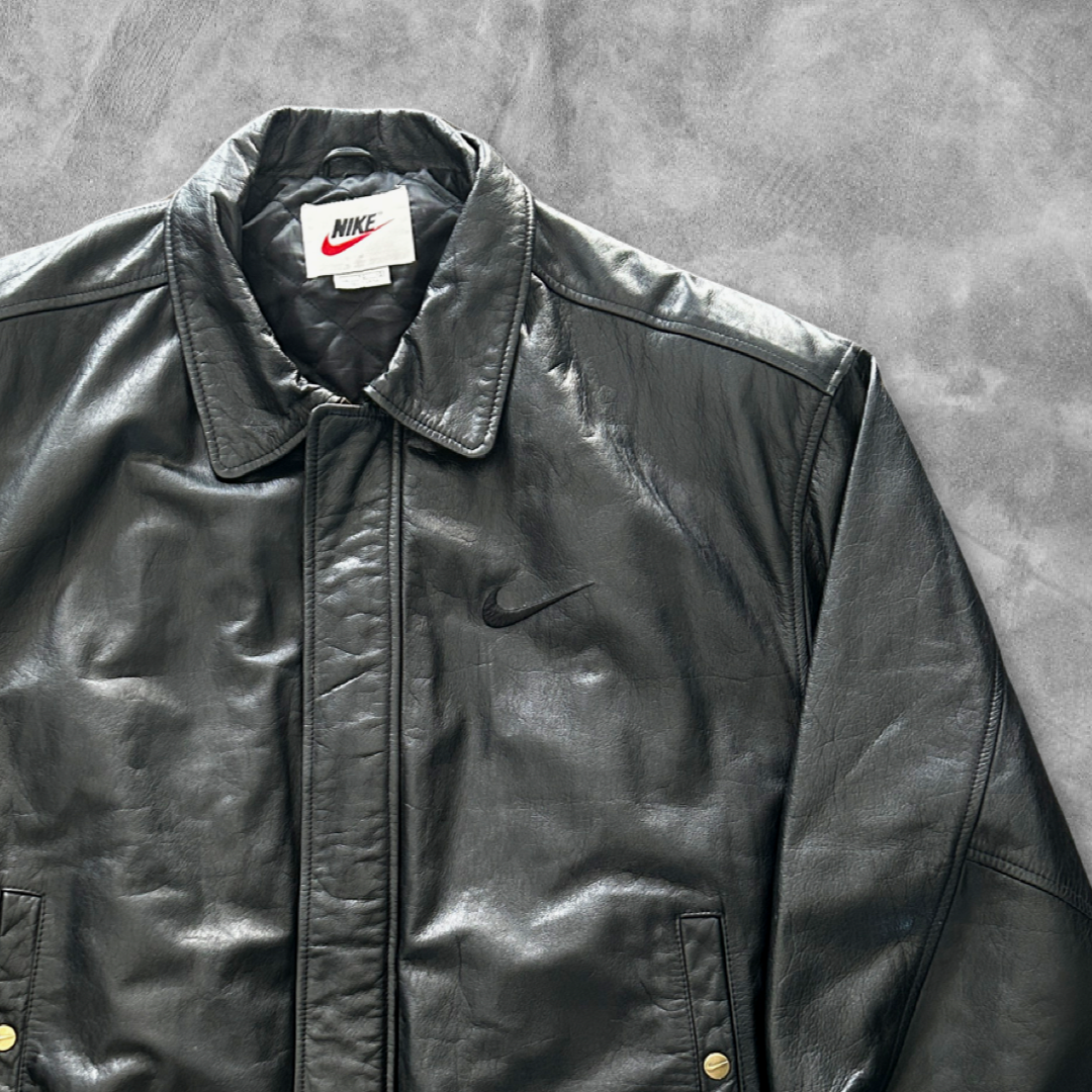 Black Nike Leather Jacket 1990s (XL) – Vain Society