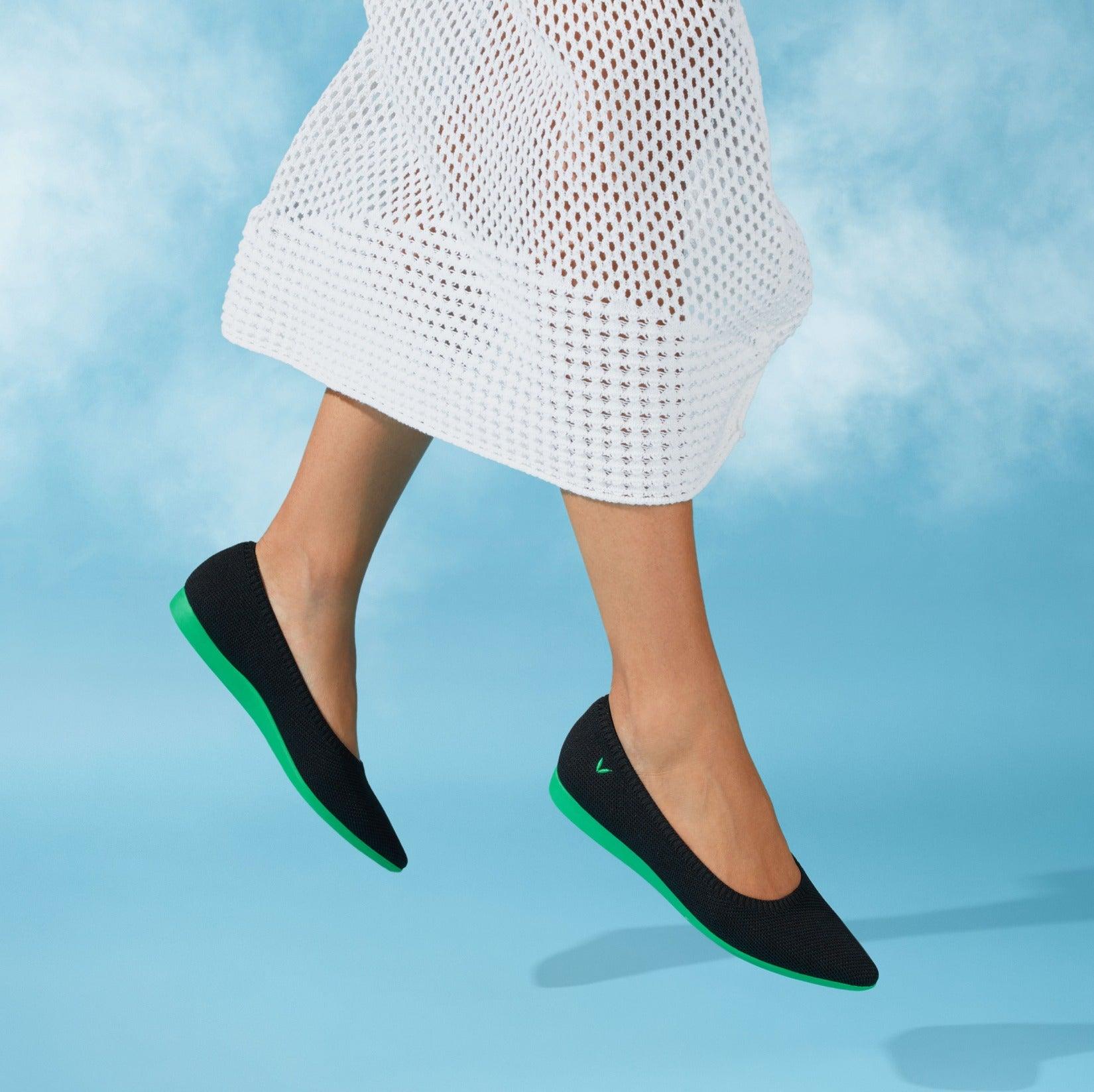 Aria Walker] ポインテッドトゥ 超軽量 厚底 フラットシューズ