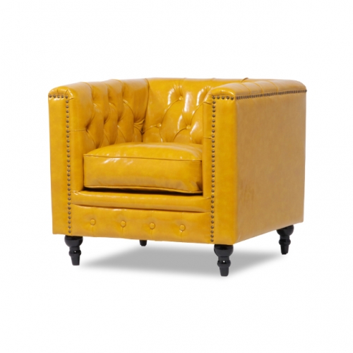 VINCENT ヴィンセントシリーズ 1人掛けソファ イエロー 黄色 合皮