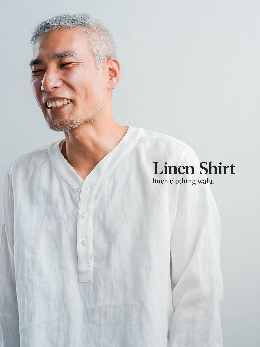 リネントップス】快適さ無制限 スリーピングシャツ ／ 白色 t030c-wht1