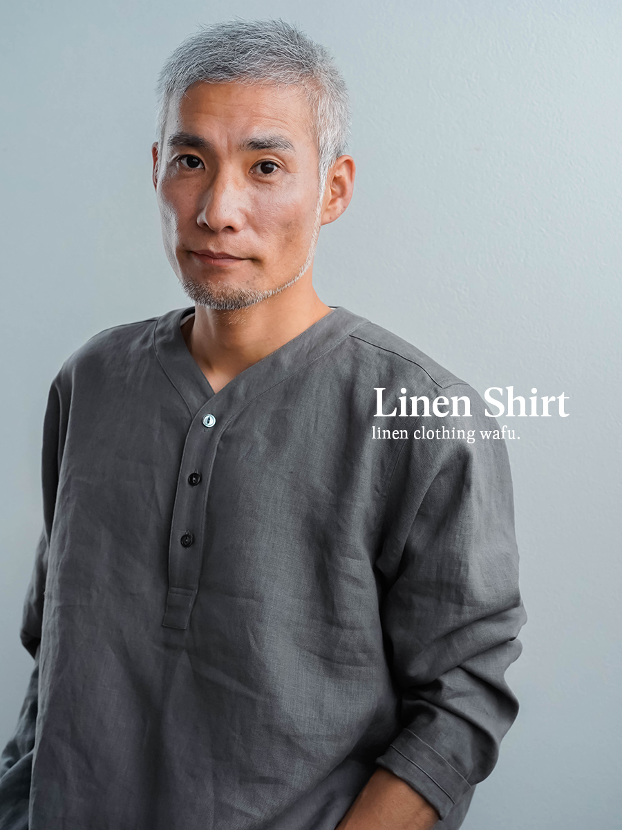 リネントップス】快適さ無制限 スリーピングシャツ ／ 鈍色 t030c-nib1