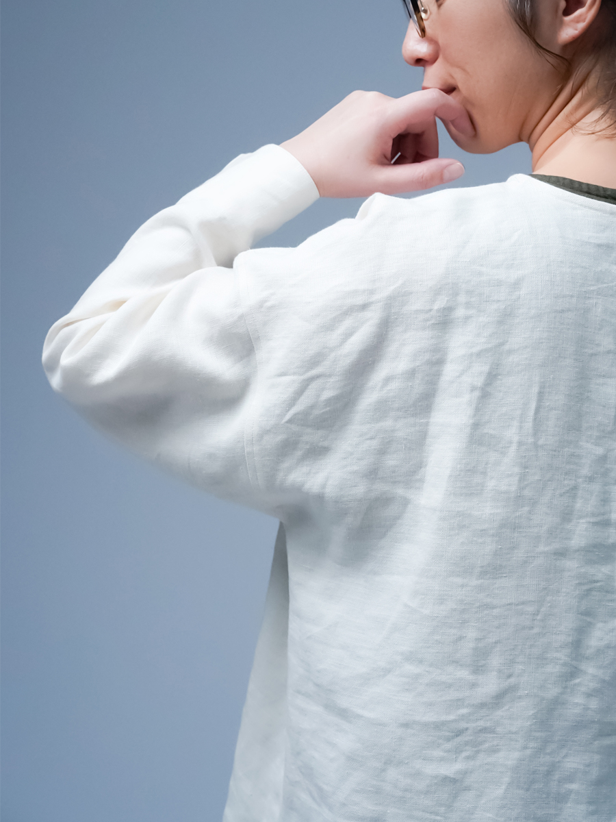 リネントップス】前後差の着丈がポイント！ ポケット付き ゆるT