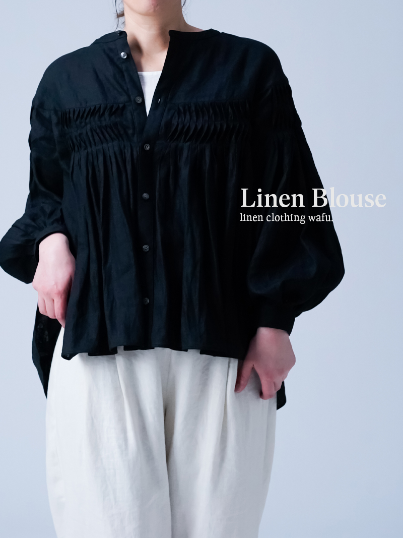 リネンブラウス】流れるようなピンタックが美しい 波ピンタック