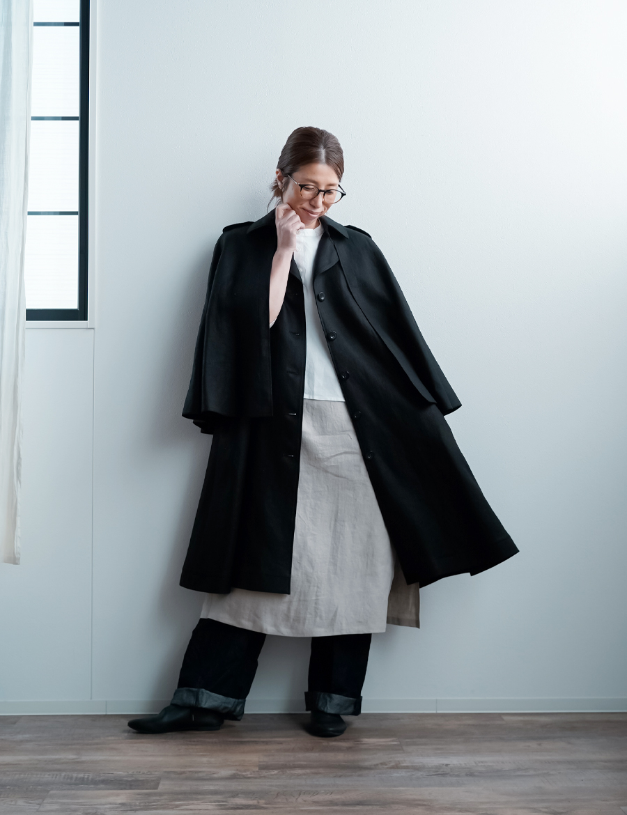 プレミアム】世界に通じる極上の仕立て リネン インバネスコート 総裏