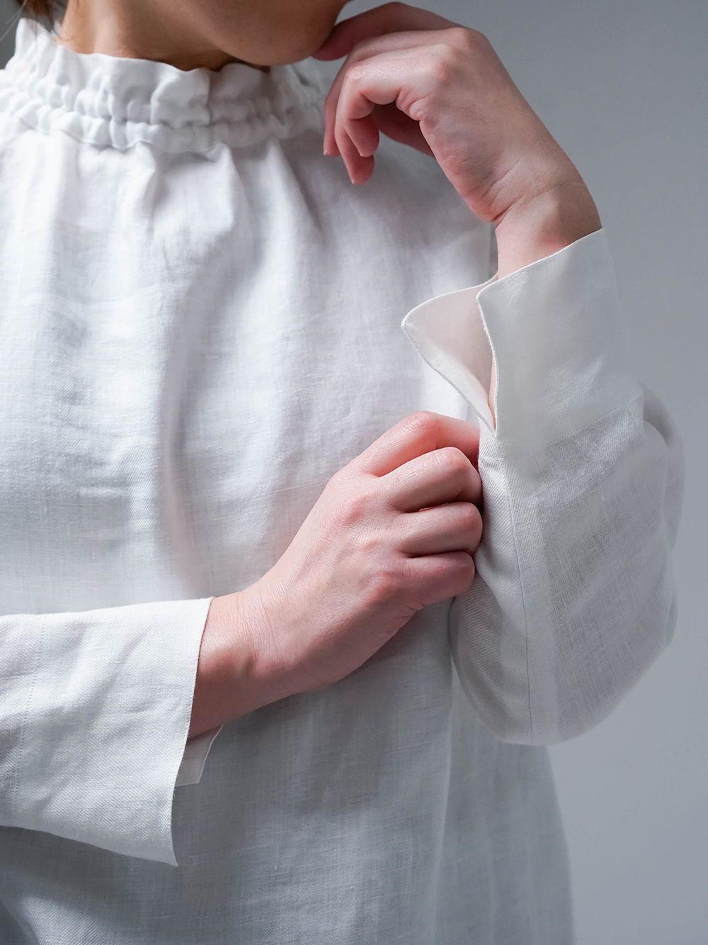 プレミアムリネンタートル】/ホワイト p014k-wht1