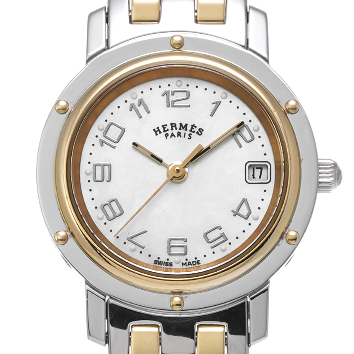 エルメス クリッパー ナクレ CL4.220 ホワイトシェル レディース 時計