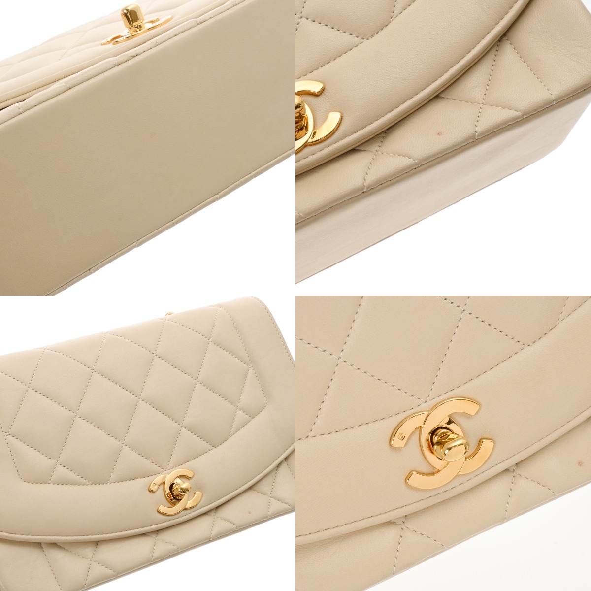 シャネル マトラッセ ダイアナ チェーンショルダー 22cm ベージュ