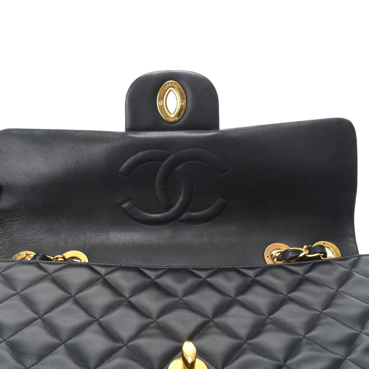 デカマトラッセ チェーンショルダー 34 ブラック/ゴールド金具 A01094