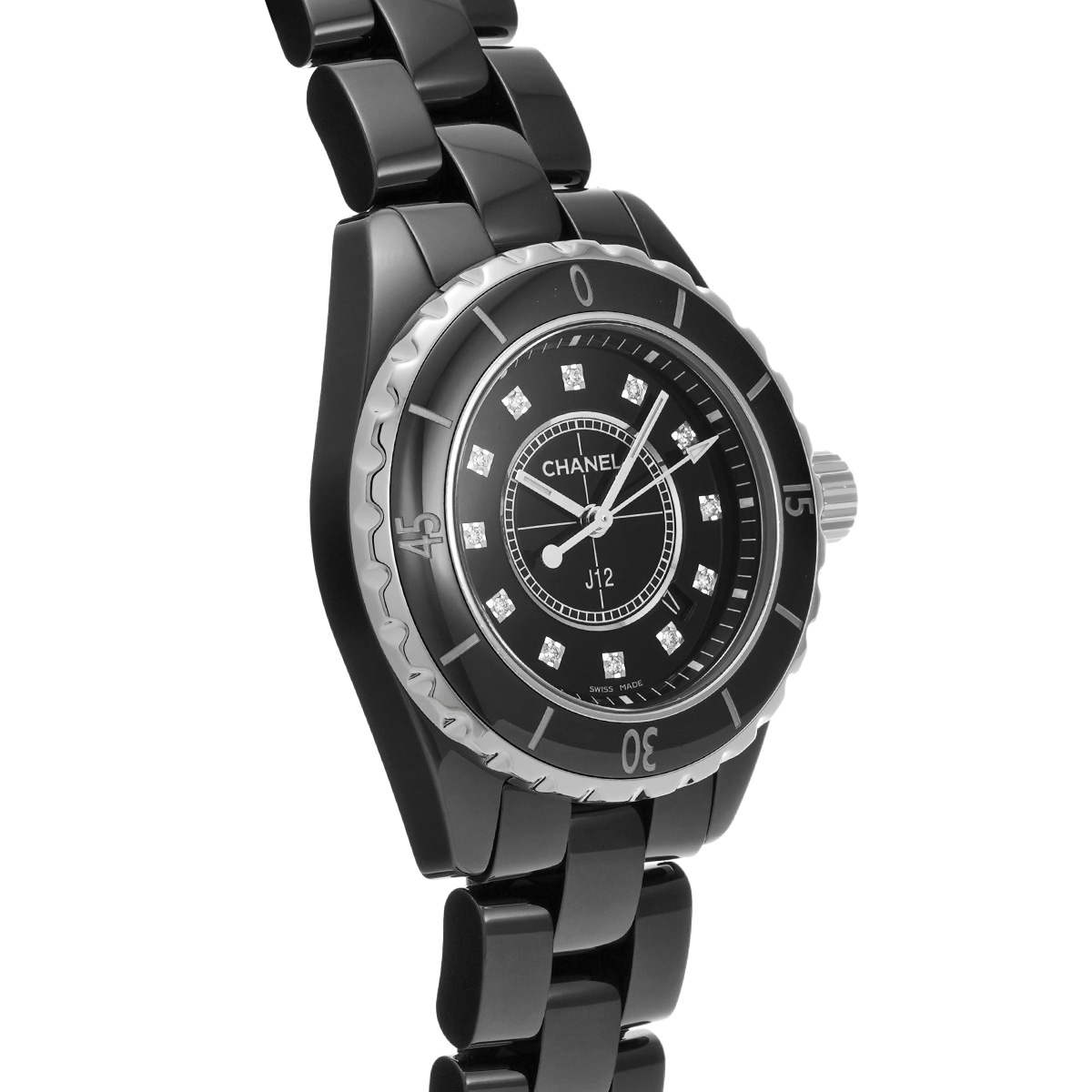 シャネル J12 33MM H1625 ブラックラッカー/ダイヤモンド レディース