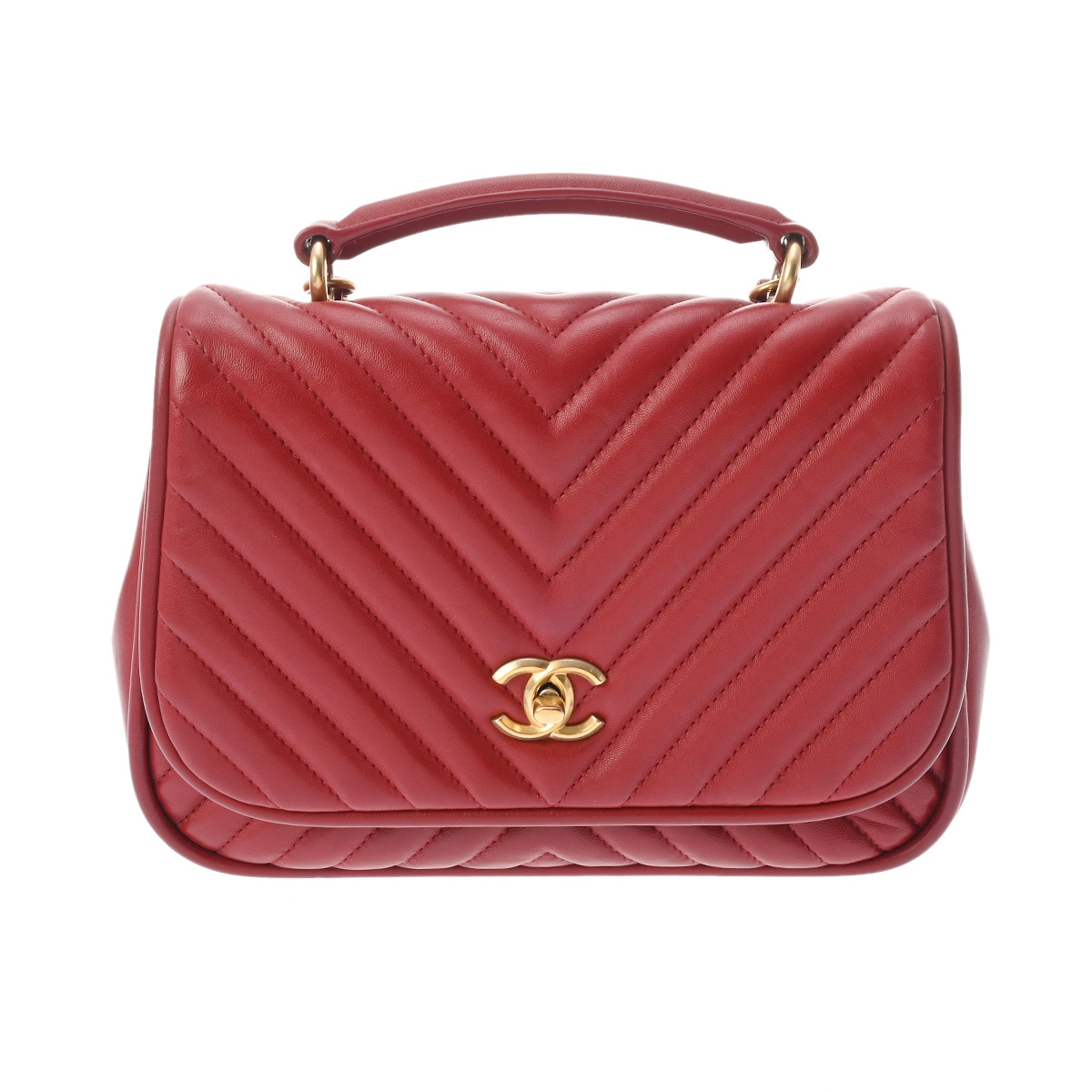 シャネル シェブロン Vステッチ チェーンショルダー 2WAY レッド