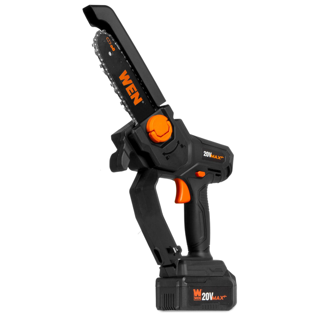 WEN 20736 20V Max Cordless Mini Chainsaw with 6-Inch Bar, 4Ah