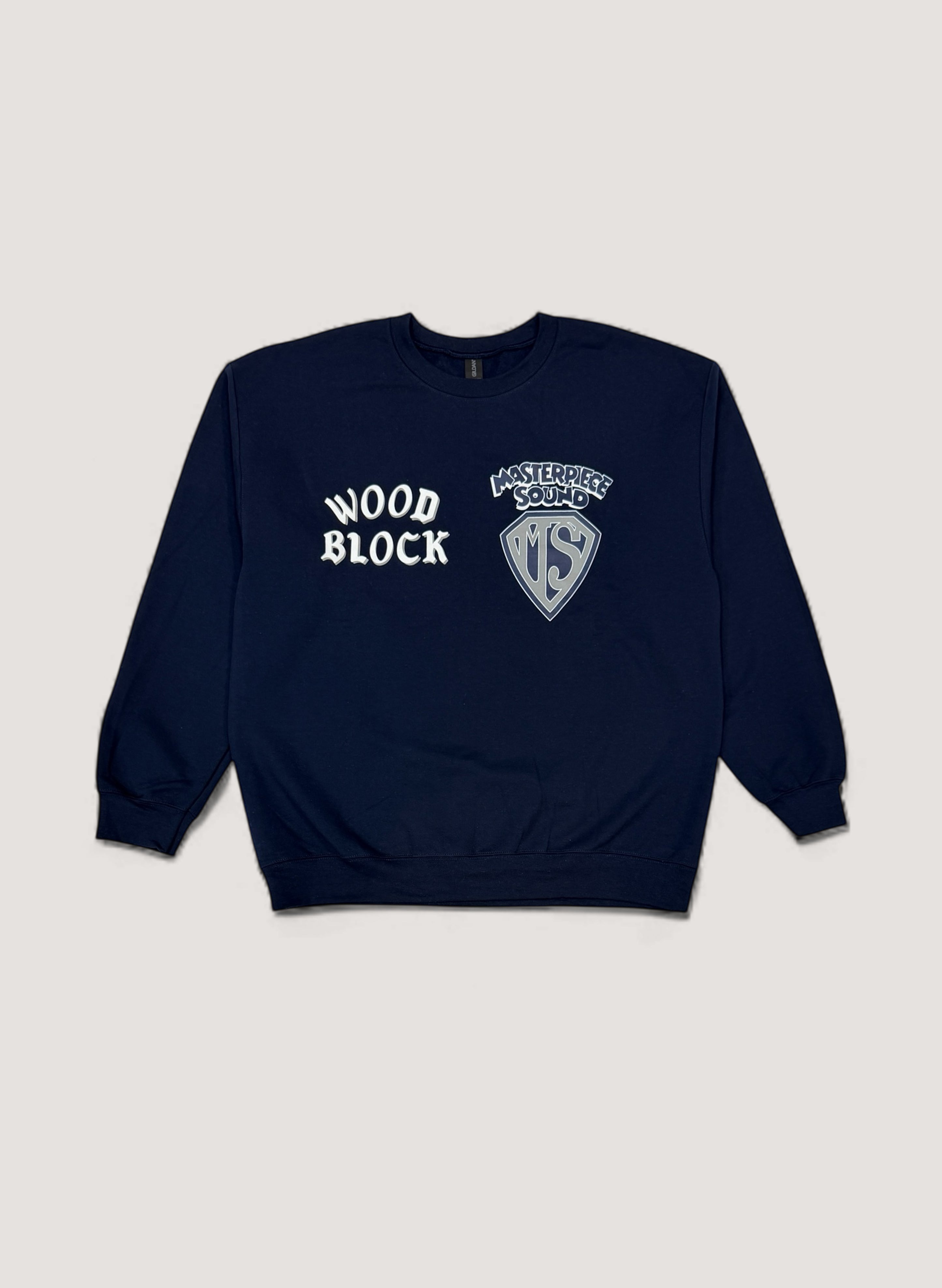 MASTERPIECE SOUND x WOODBLOCK CREW NECK SWEAT NAVY (WB-25AW-016)