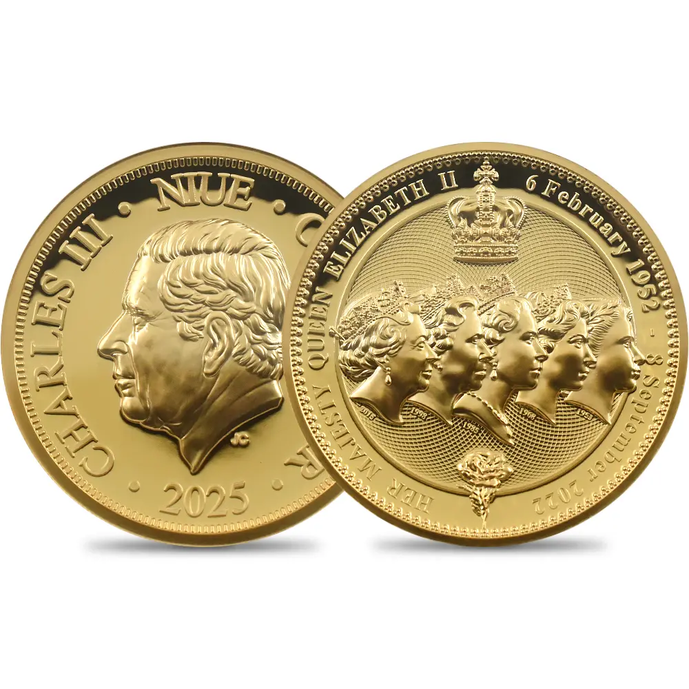 ニウエ 2025 チャールズ3世 女王エリザベス2世追悼記念 ハイレリーフ 1