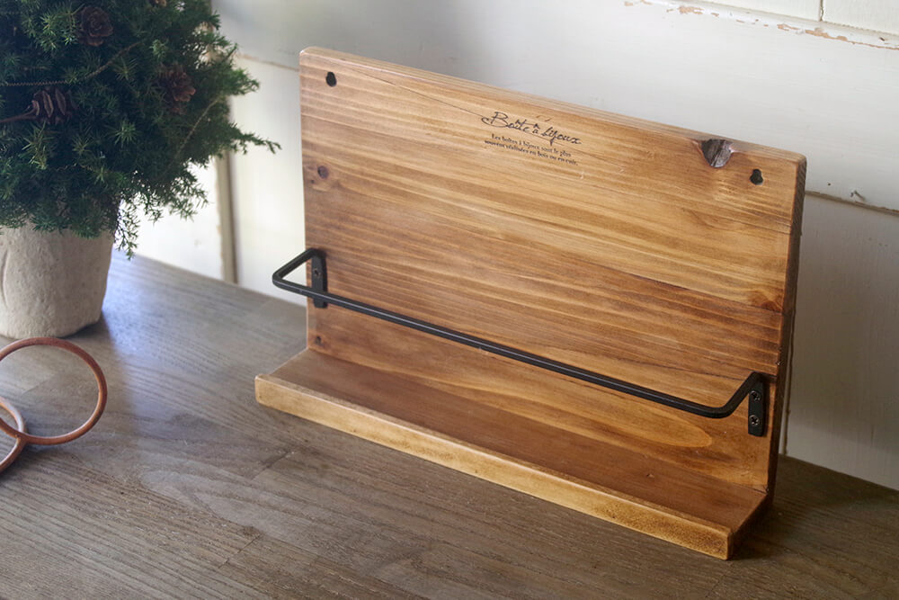 アイアンバー付き木製カードラック｜アンティーク風木製雑貨｜通販