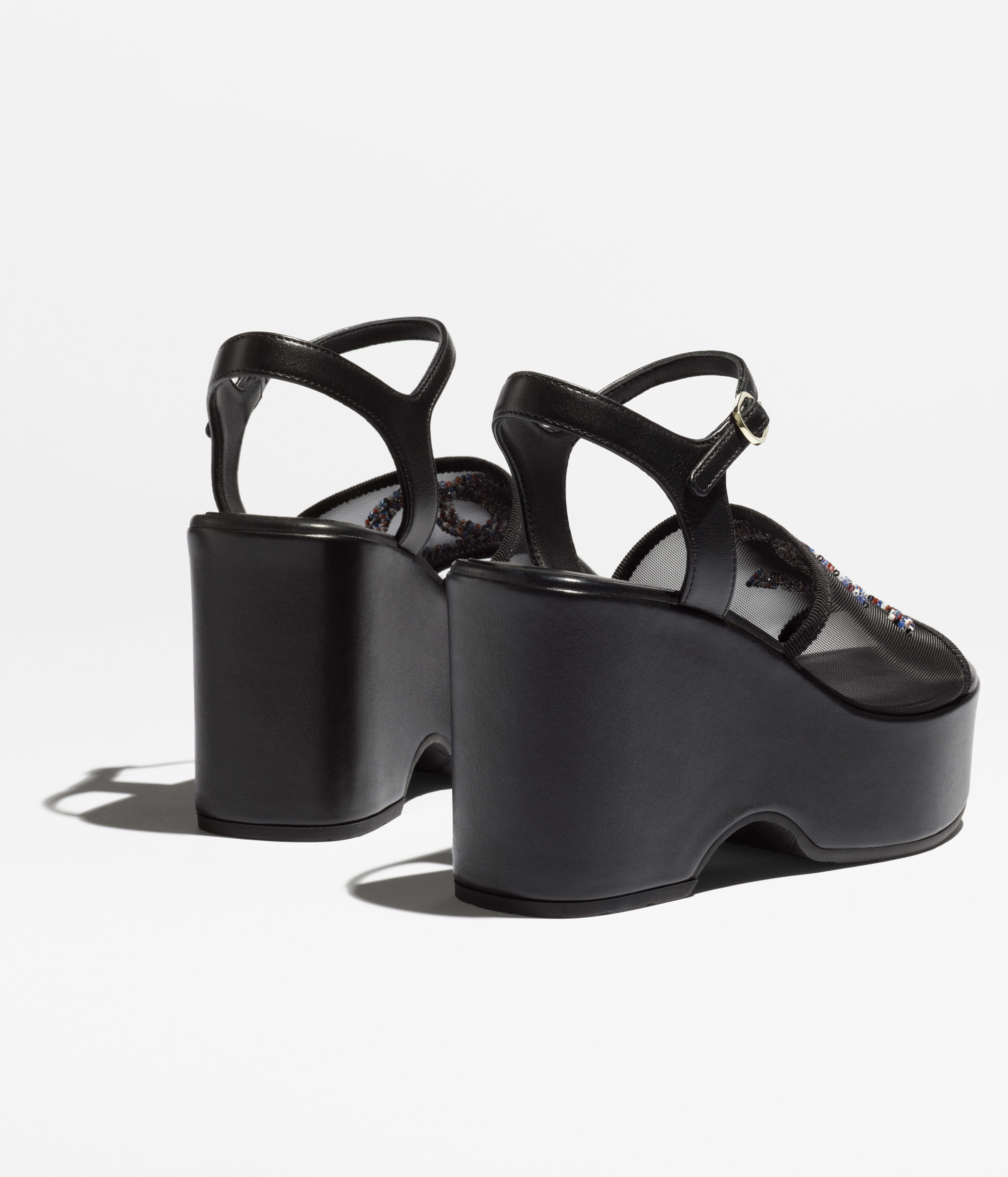サンダル - メッシュ & ビーズ、ブラック — ファッション | CHANEL