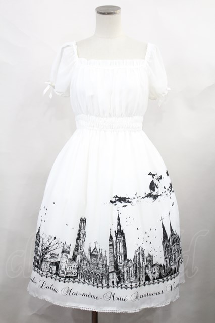 Moi-meme-Moitie / サイレントムーンプリントワンピース オフ×ブラック