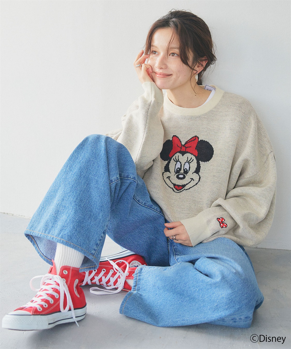 Disney/ディズニー】Minnie Mouse/ミニーマウス/ジャガードニットプル