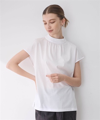 接触冷感】ギャザーネックフレンチスリーブTシャツ LE SOUK HOLIDAY