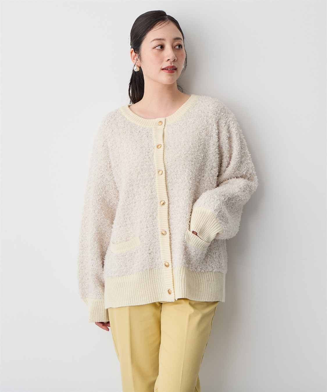 anyfee/プラスサイズ】リボンヤーンニットカーディガン Life Style by