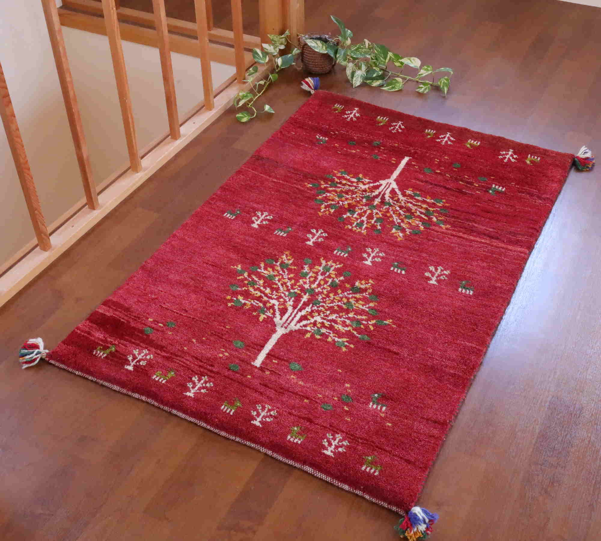 ギャッベ 玄関マット 赤 ザクロの木「常夏の実」 cg20114
