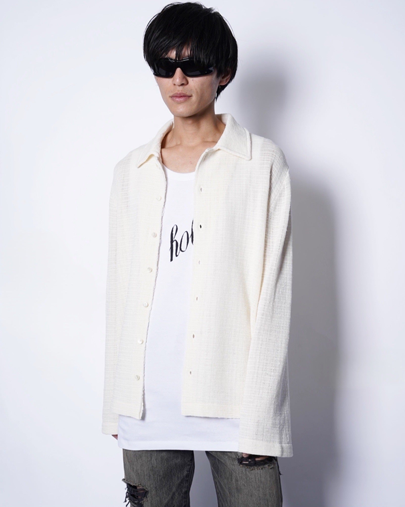 Maison Margiela 1,10】OVERSIZED KNIT SHIRTS CARDIGAN - Amanojak.