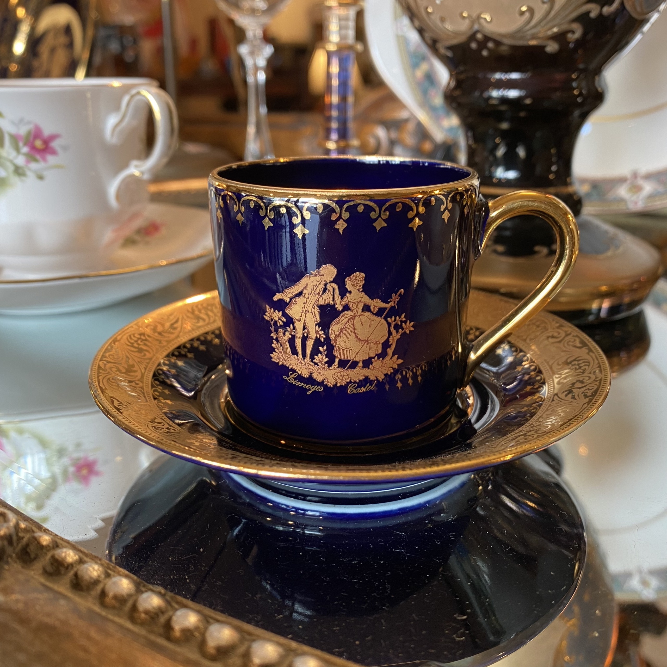 Limoges コバルトブルー デミタスカップ＆ソーサー | Antique Nanae