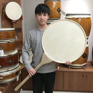 太鼓　団扇太鼓　和太鼓　御会式 両面張柄付太鼓7寸 (革面直径21cm） お会式・御会式・日蓮宗・法華宗