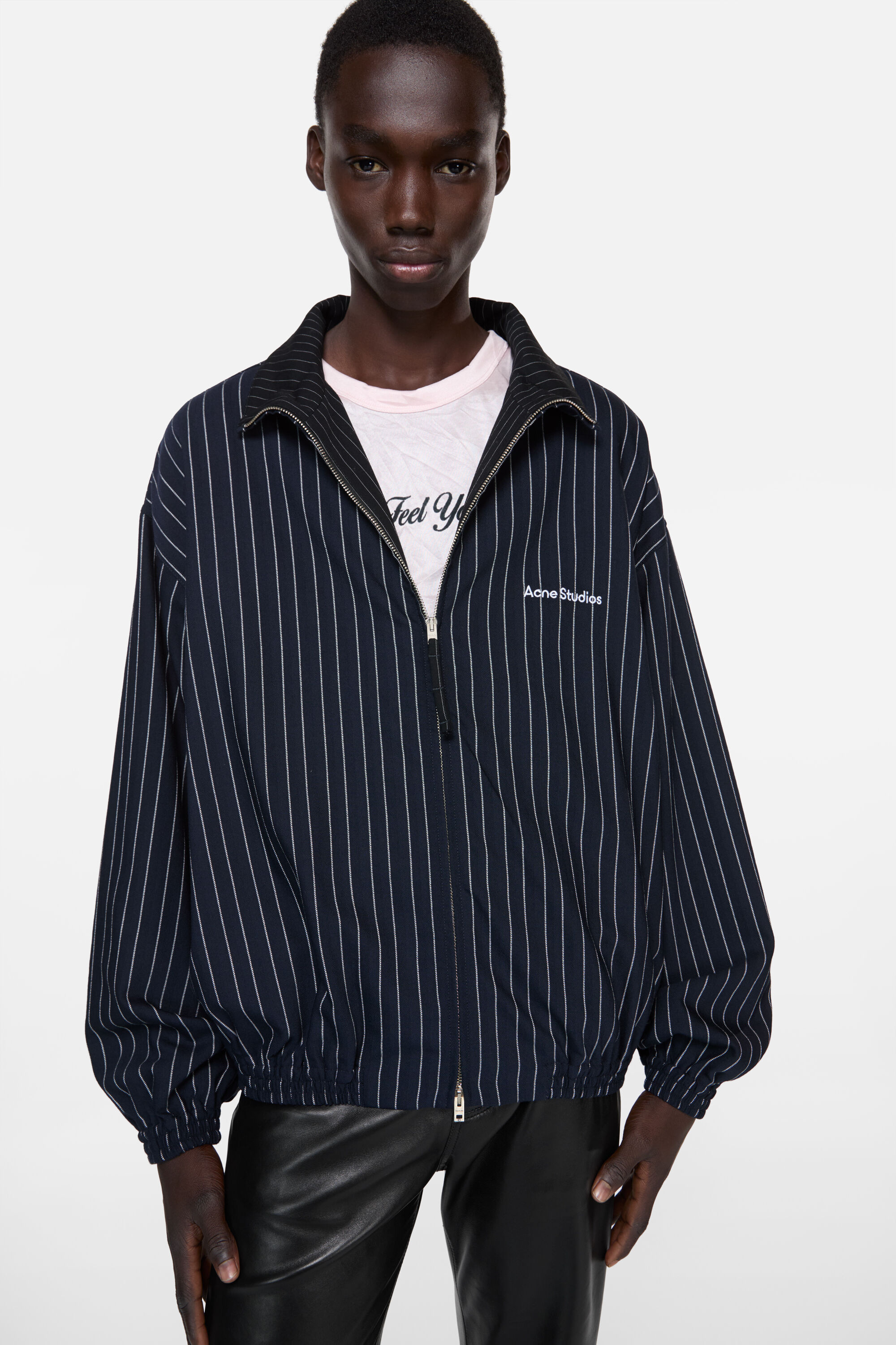 Acne Studios - Striped zip jacket - Navy/white