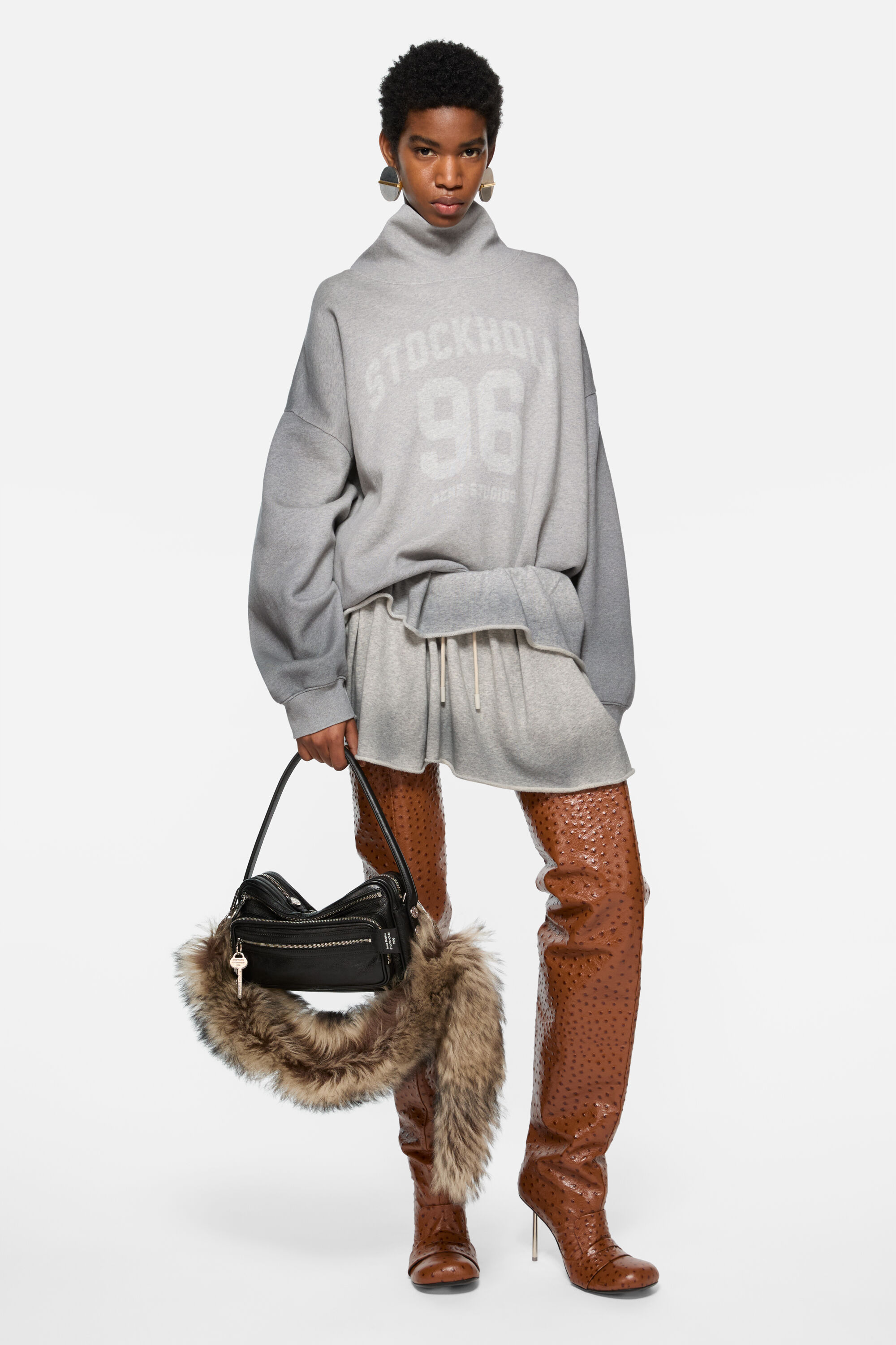 Acne Studios - High-Neck Sweatshirt - Grey Melange