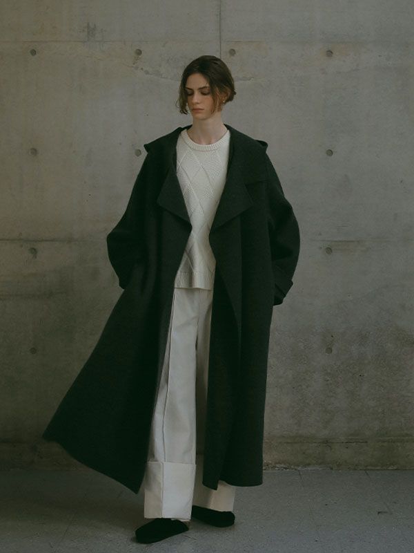 ETRE TOKYO - ウールフーディーリバーコート - CHARCOAL | ADDICT WEB SHOP