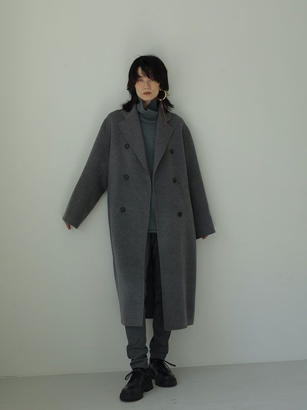 ETRE TOKYO - ダブルブレストリバーロングコート - GREY | ADDICT WEB SHOP