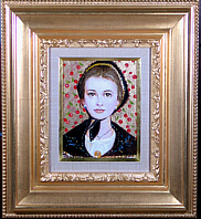 日本洋画壇の重鎮 芝田米三 フランス人形の絵 鉛筆とパステルによる