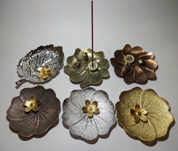 花びら香立香皿セット-お香の香皿・香立て・香立