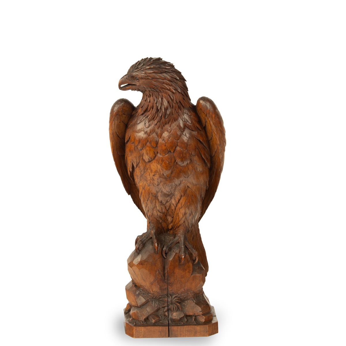 A large Black Forest linden wooden carving of an eagle | BADA