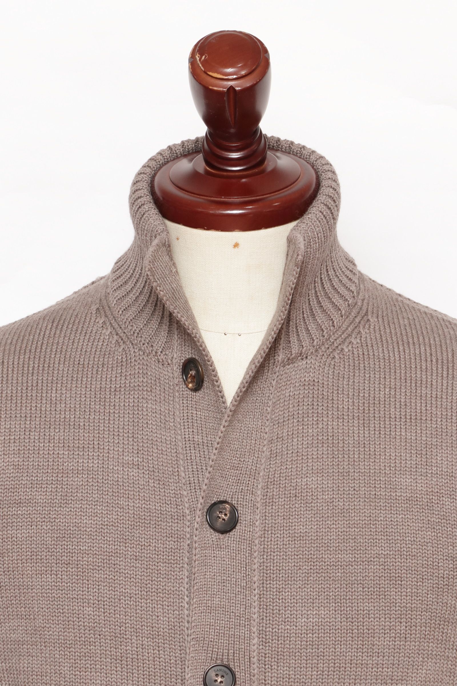 ZANONE - CHIOTO 5ゲージ ウール ソリッド スタンドカラー ニット