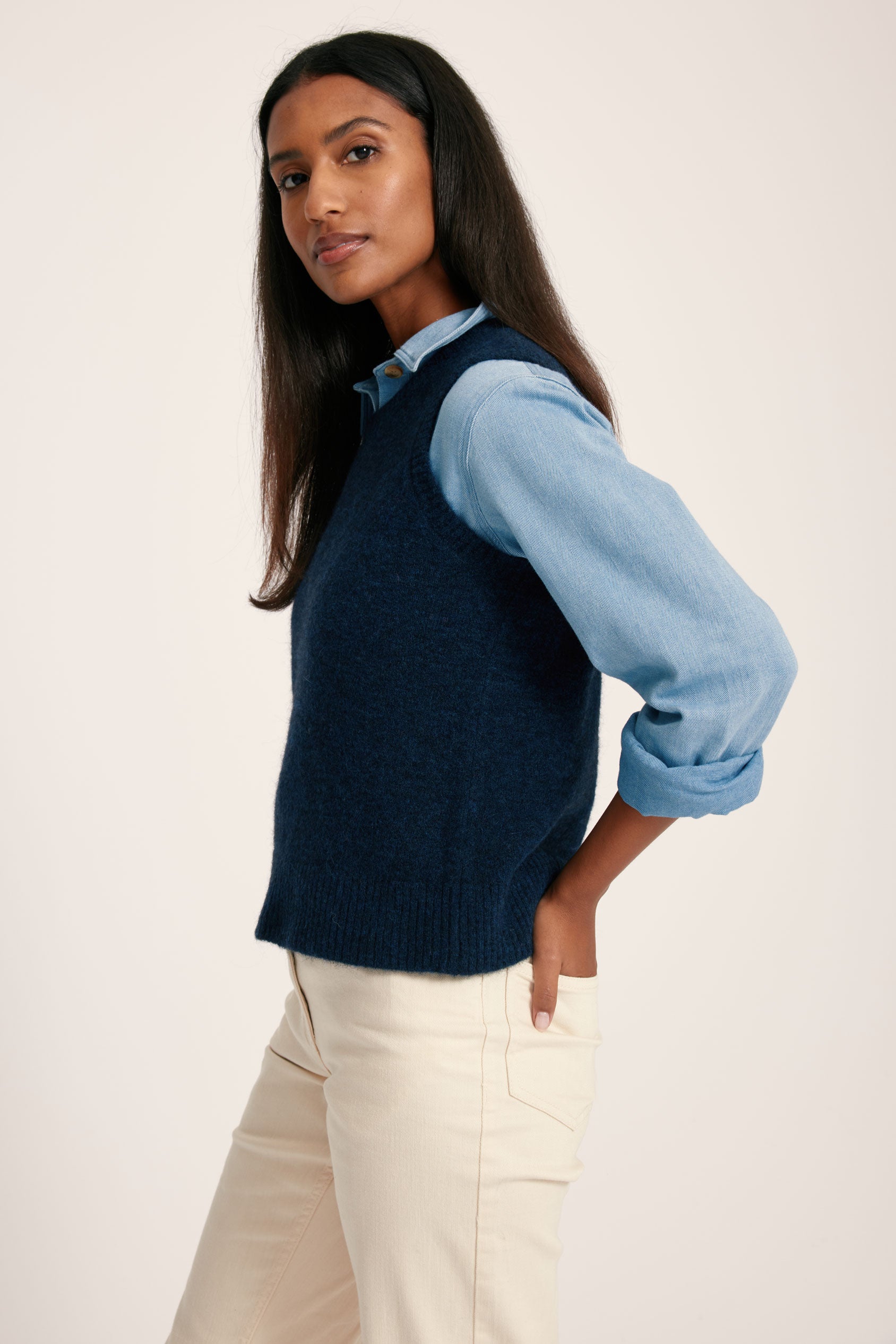 Women's Munroe Vest Alpaca Wool Blend in Navy Beaufort & Blake