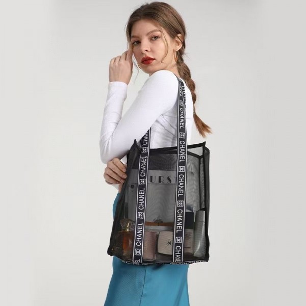 シャネルメッシュバッグ 夏用 トート ショルダーバッグ Chanel 黒白