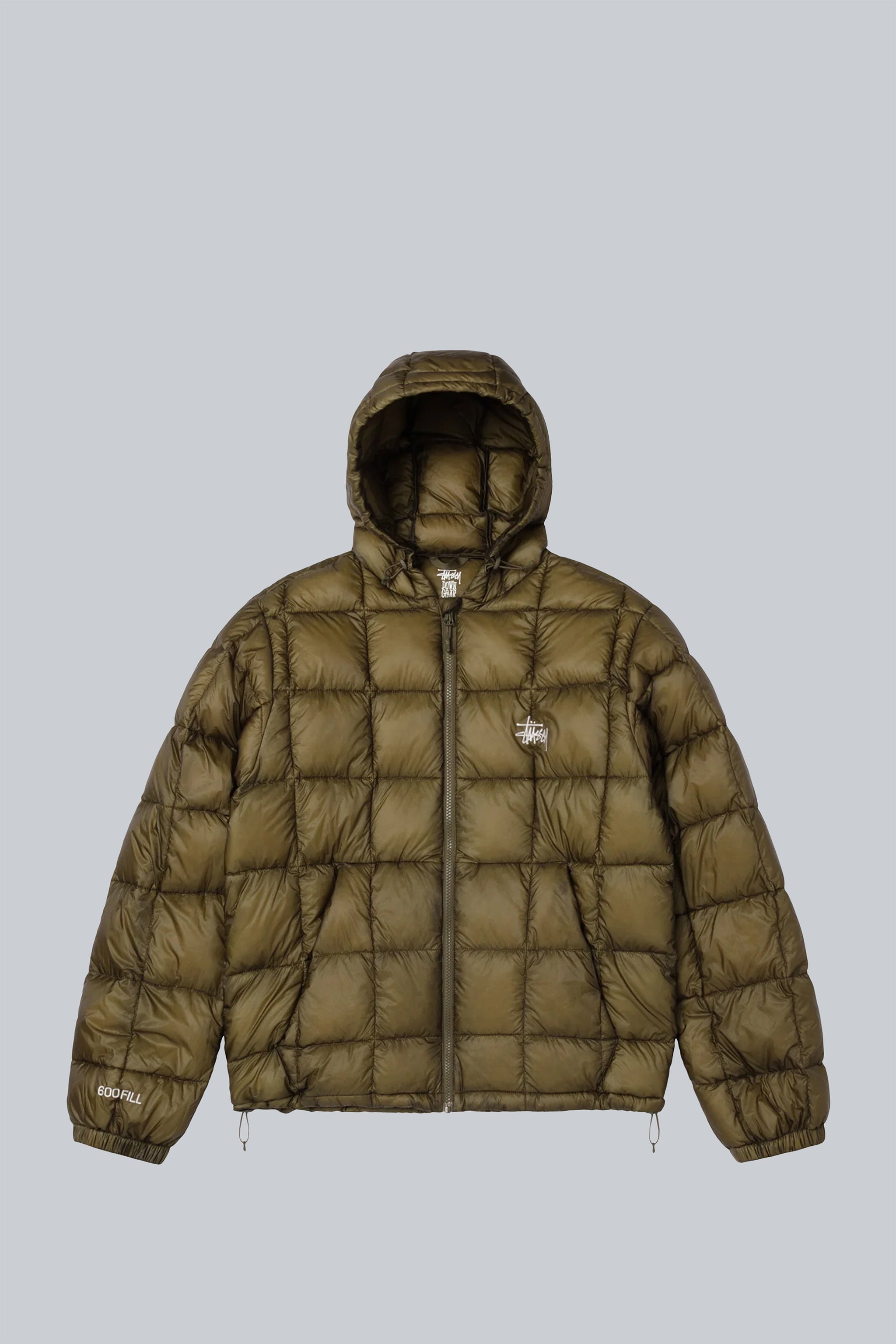 STUSSY MIDWEIGHT HOODED PUFFER JACKET OLIVE – BLENDS