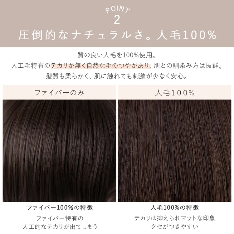 医療用ウィッグ 部分手植え 人毛100% ナチュレシリーズ 選べる3タイプ