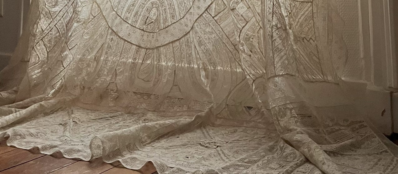 パリ発送】C1194 フランスアンティークコットンカーテン 小花柄