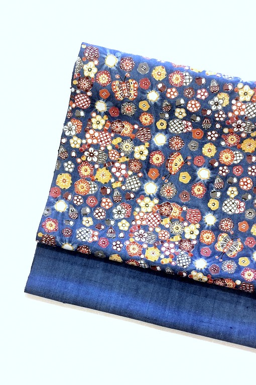 木綿 名古屋帯 藍染 絞り 工芸品 雰囲気あり 極上 逸品 訳あり 絞りに