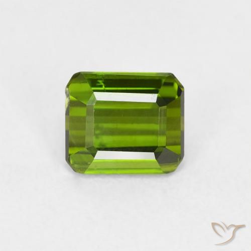 0.72カラットの天然アーシーグリーントルマリン、エメラルドカット、VS