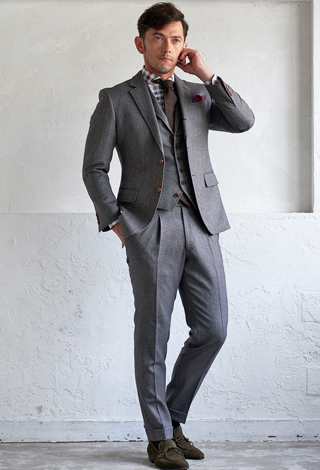 グレースーツ・無地のコーディネート（DORMEUIL）｜460011｜オーダー