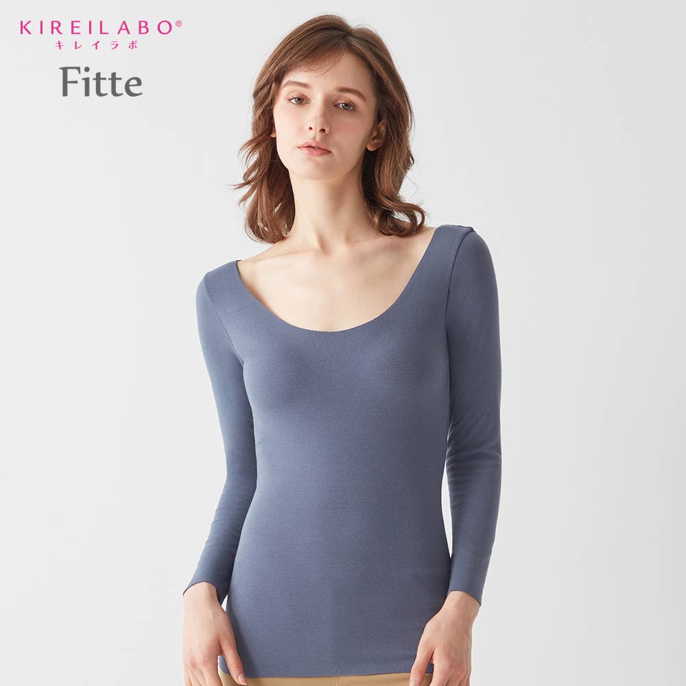 Fitte Warm】8分袖ブラトップ(襟ぐり広め) KB8049K :レディース トップス