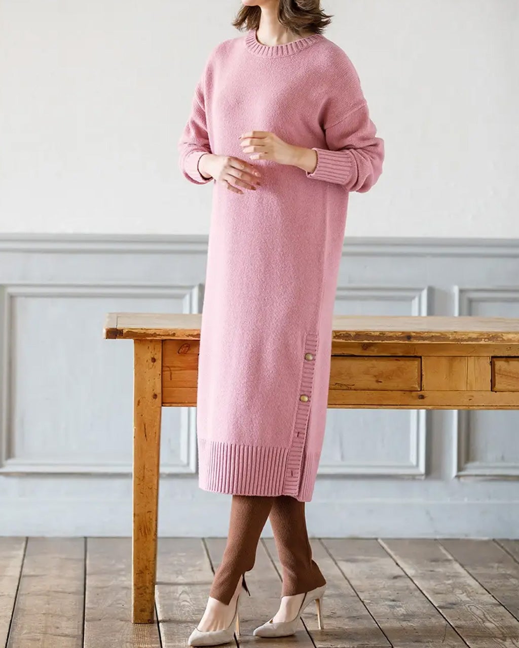 イタリア糸・カシミヤ混ワンピース/DoCLASSE