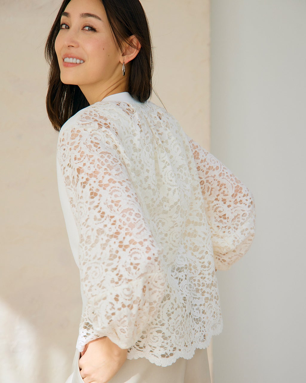 レースコンビ・パールボタンカーディガン/DoCLASSE